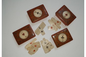 Token boxes for quadrille game, mid-18th century