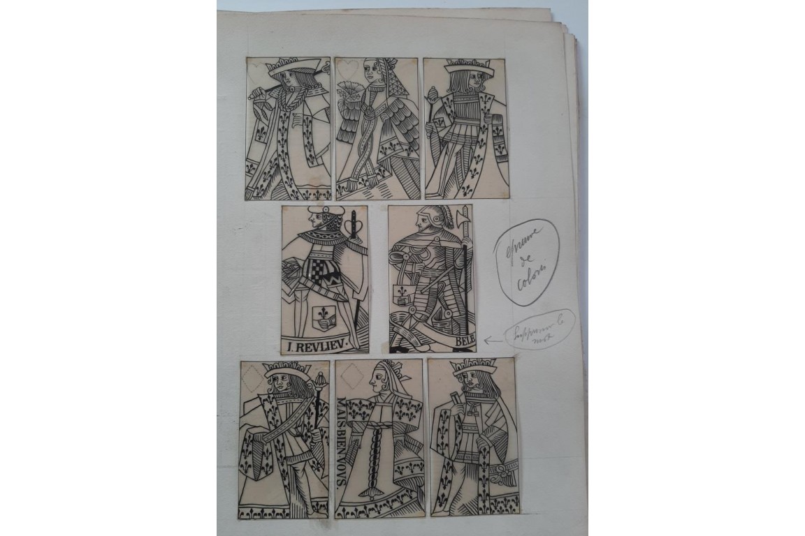 Playing cards, by Henry-René d'Allemagne. Tracing papers, circa 1905