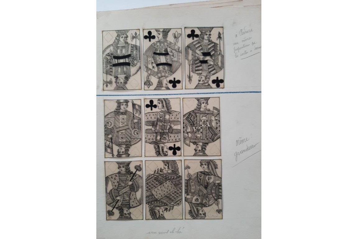 Playing cards, by Henry-René d'Allemagne. Tracing papers, circa 1905