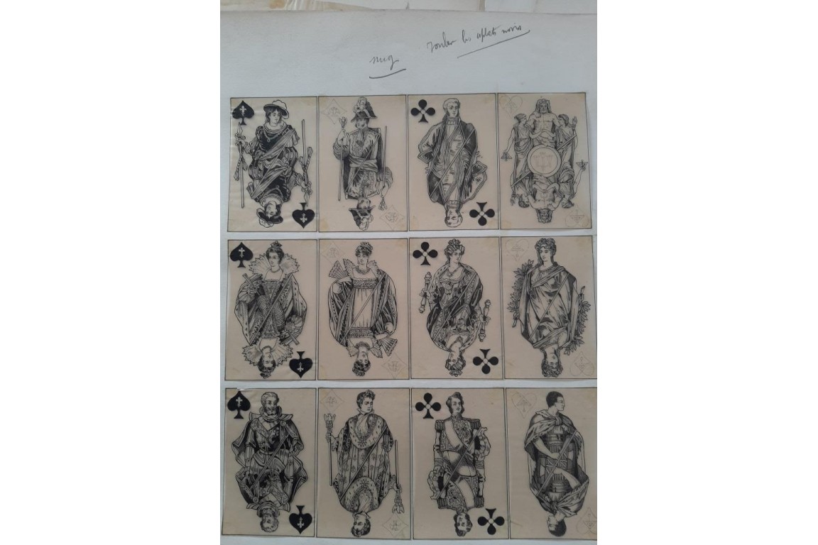 Playing cards, by Henry-René d'Allemagne. Tracing papers, circa 1905
