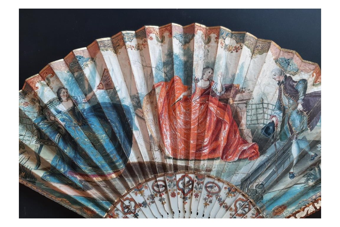 Gallant entertainment with a fan,  fan circa 1730-40