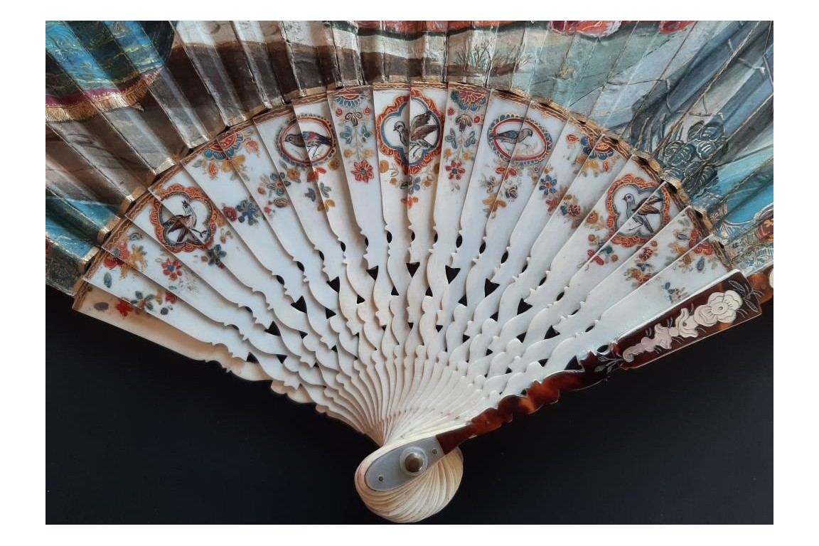 Gallant entertainment with a fan,  fan circa 1730-40