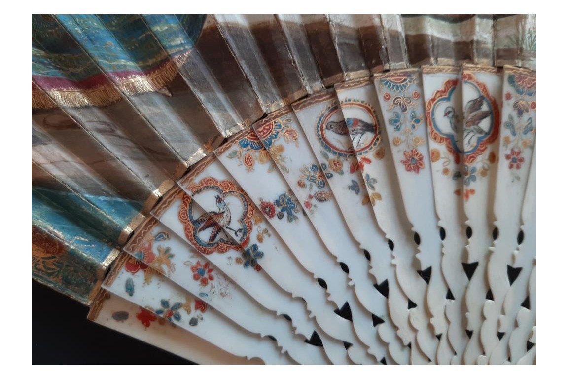 Gallant entertainment with a fan,  fan circa 1730-40