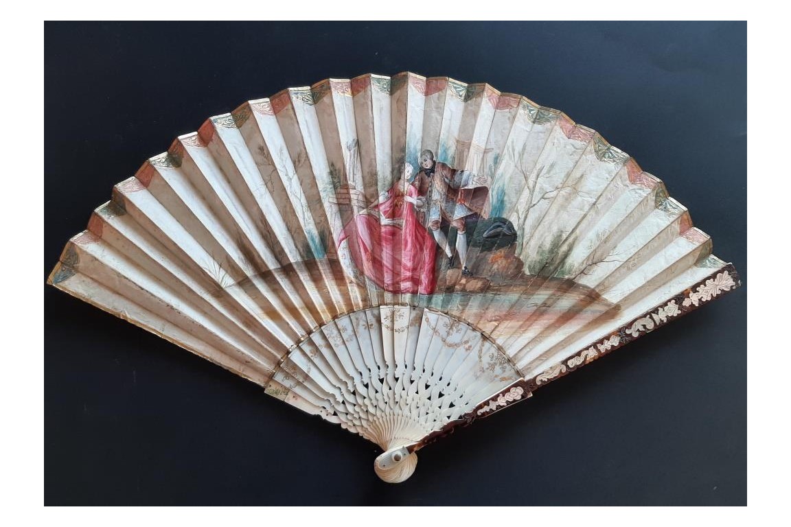 Gallant entertainment with a fan,  fan circa 1730-40