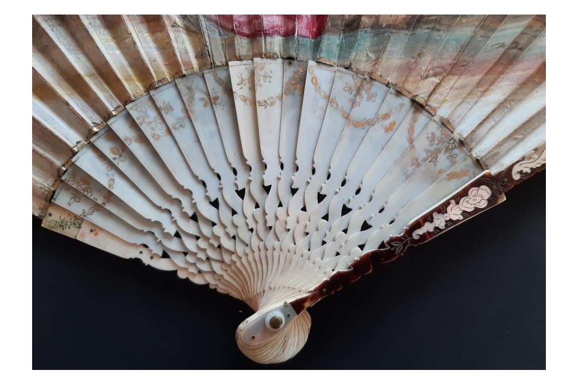 Gallant entertainment with a fan,  fan circa 1730-40