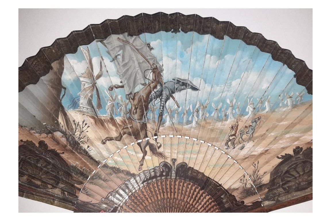 Don Quixote against the windmills  after Gustave Doré, fan late 19th century