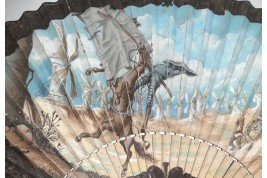 Don Quichotte contre les moulins à vent d'après Gustave Doré, éventail fin XIXème siècle