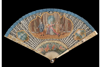 Italian comedians, fan in the taste of Watteau, early 18th century