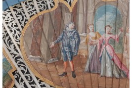 Italian comedians, fan in the taste of Watteau, early 18th century