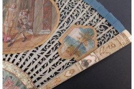 Italian comedians, fan in the taste of Watteau, early 18th century