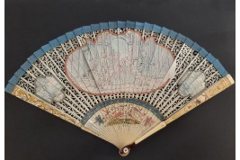 Italian comedians, fan in the taste of Watteau, early 18th century