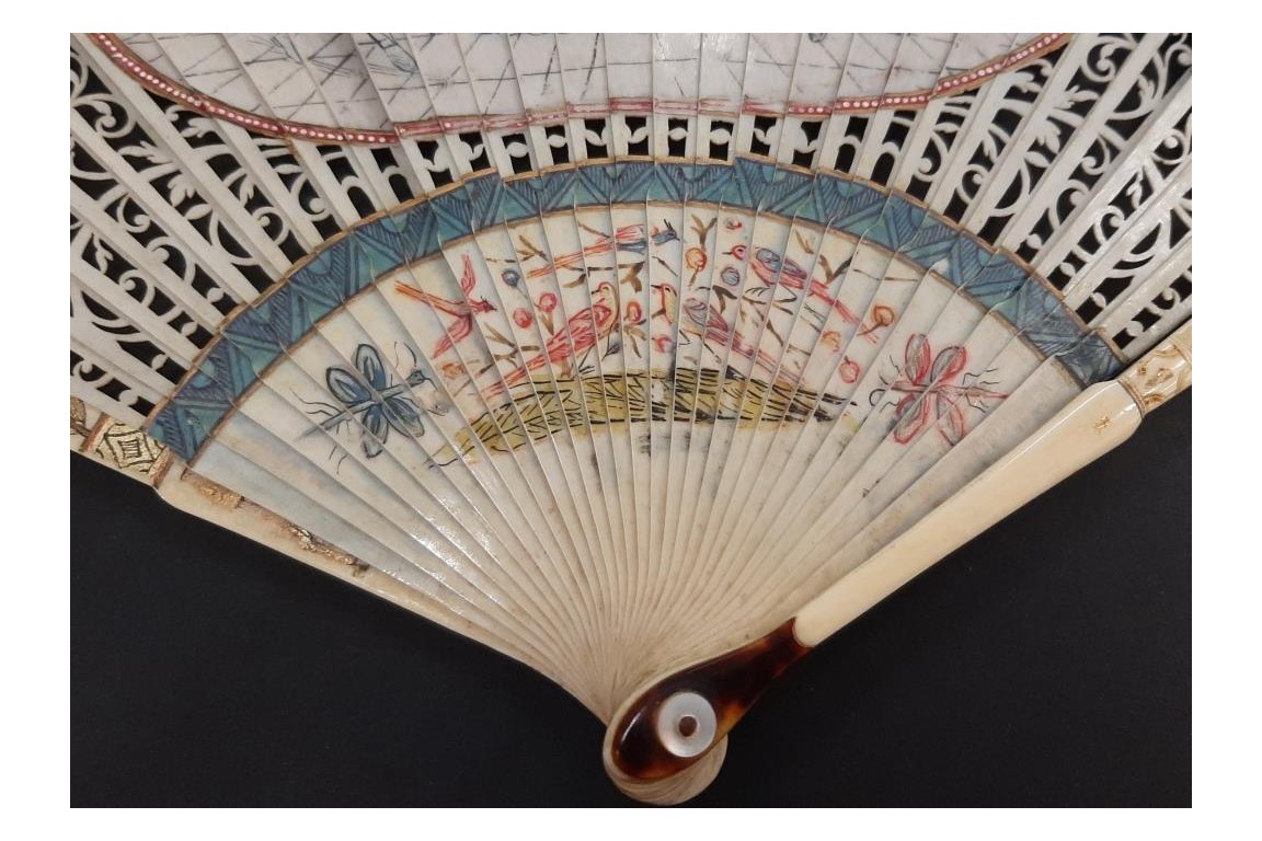 Italian comedians, fan in the taste of Watteau, early 18th century