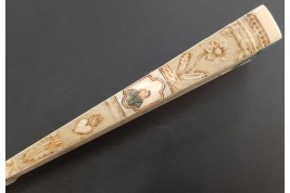 Italian comedians, fan in the taste of Watteau, early 18th century
