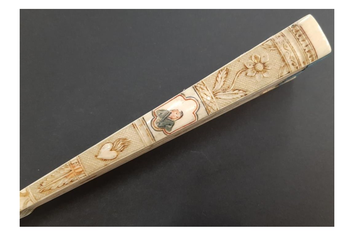 Italian comedians, fan in the taste of Watteau, early 18th century