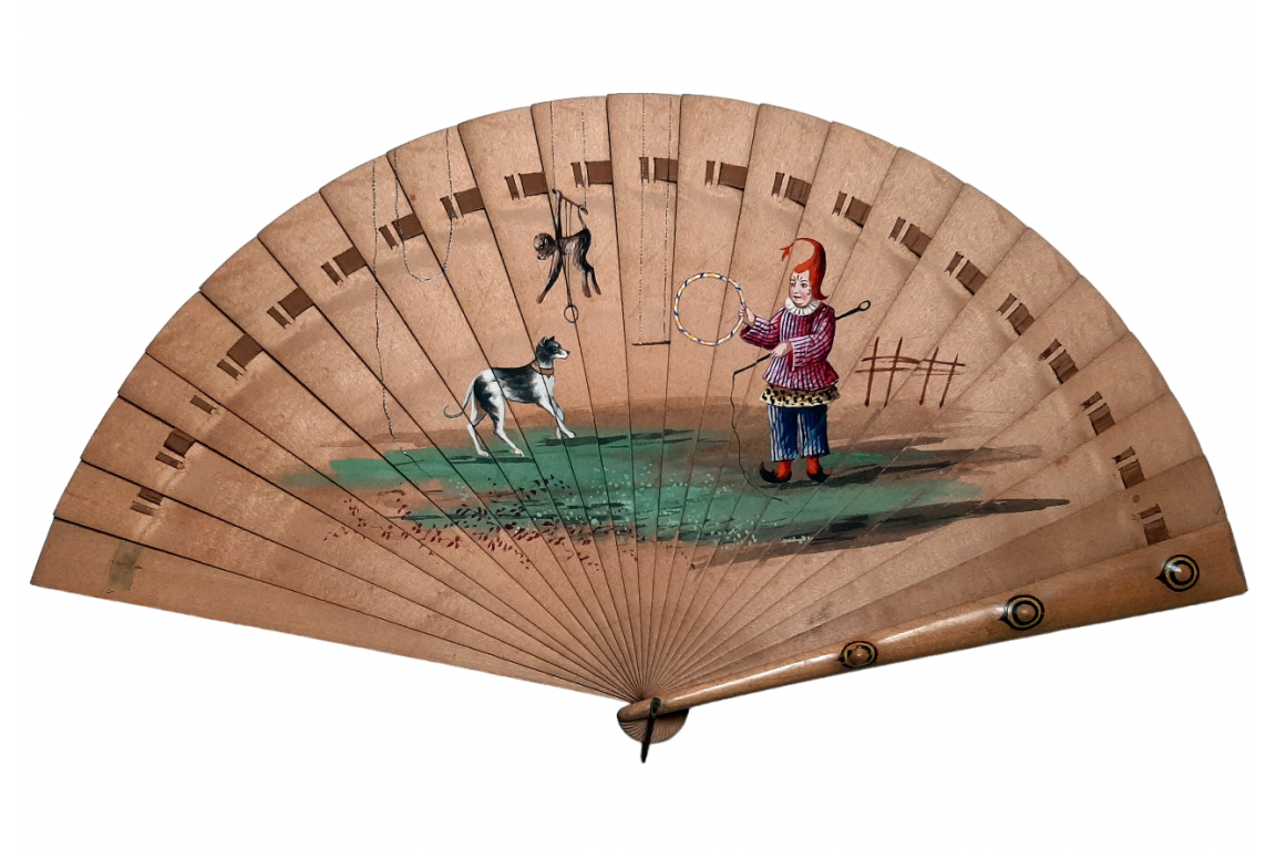 Circus rehearsal, fan circa 1880-1900