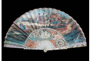 Diogenes of Sinope, the philosopher with a barrel. Fan circa 1750