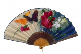 Carnations and butterflies, art deco fan circa 1920-30