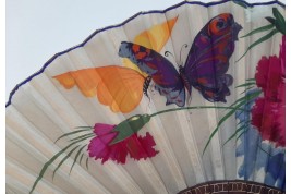 Carnations and butterflies, art deco fan circa 1920-30