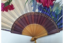 Carnations and butterflies, art deco fan circa 1920-30