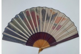 Carnations and butterflies, art deco fan circa 1920-30