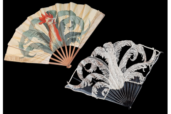 Roosters by Thomasse and Duvelleroy,  fans circa 1910