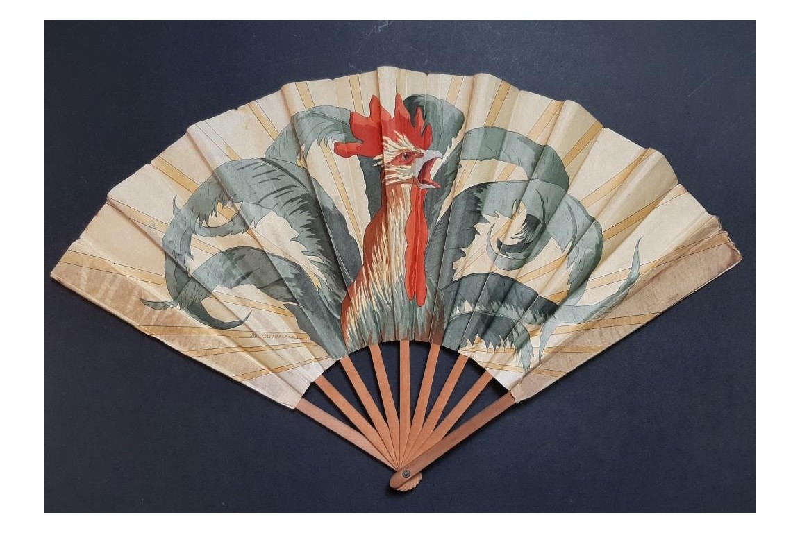 Roosters by Thomasse and Duvelleroy,  fans circa 1910