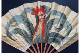 Roosters by Thomasse and Duvelleroy,  fans circa 1910