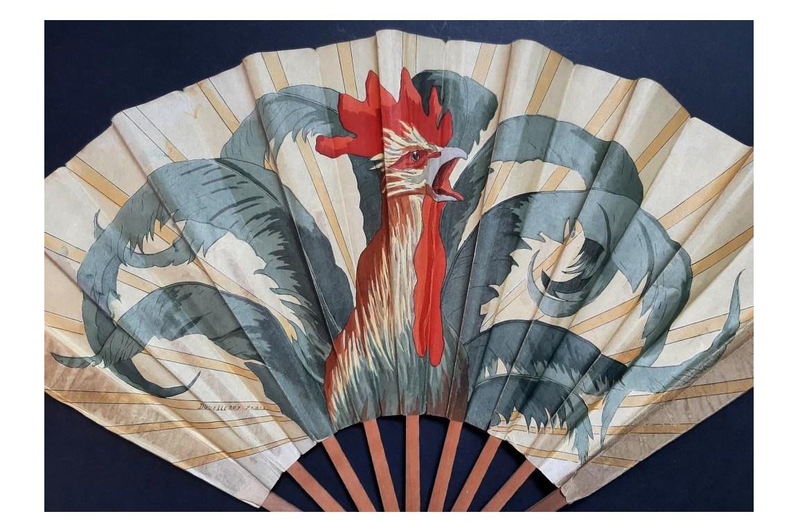 Roosters by Thomasse and Duvelleroy,  fans circa 1910