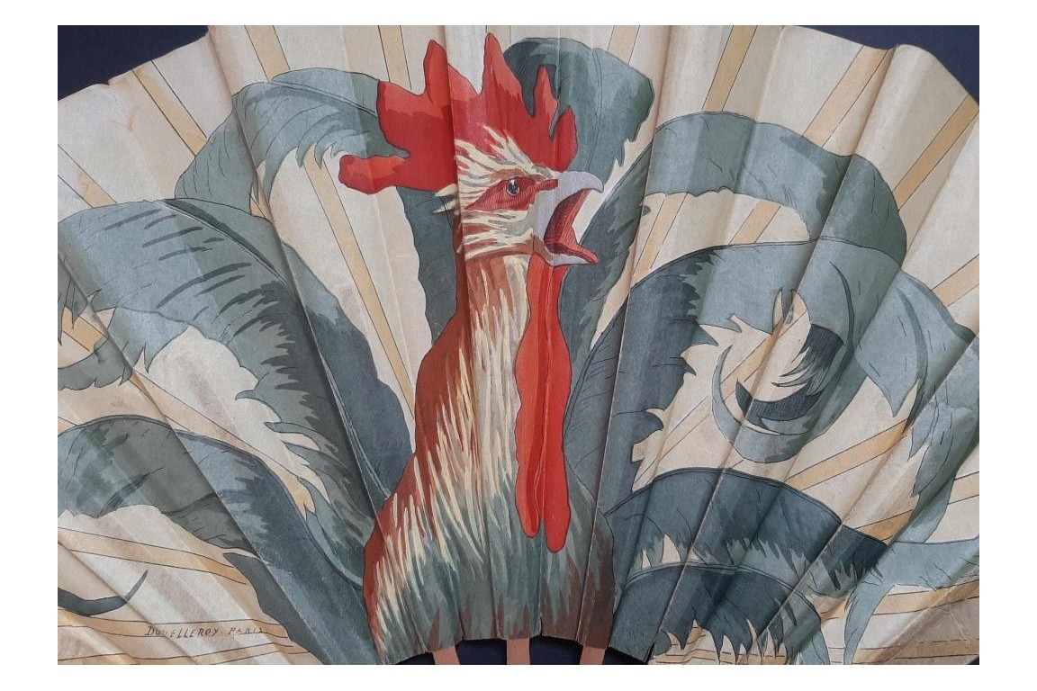 Roosters by Thomasse and Duvelleroy,  fans circa 1910