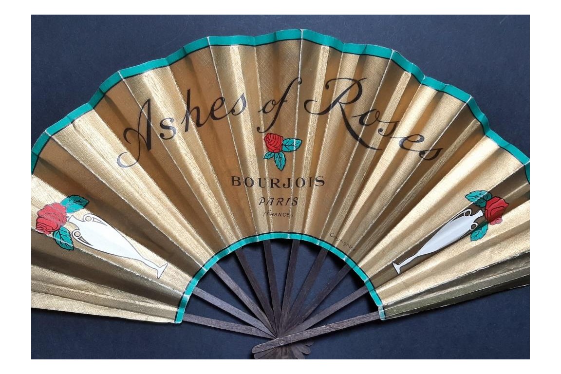 Bourjois, Ashes of Roses, advertising fan, circa 1923