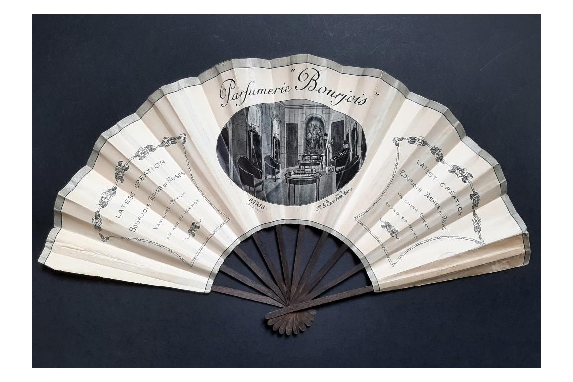 Bourjois, Ashes of Roses, advertising fan, circa 1923