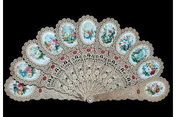 Flowered prayers, canivet fan circa 1900