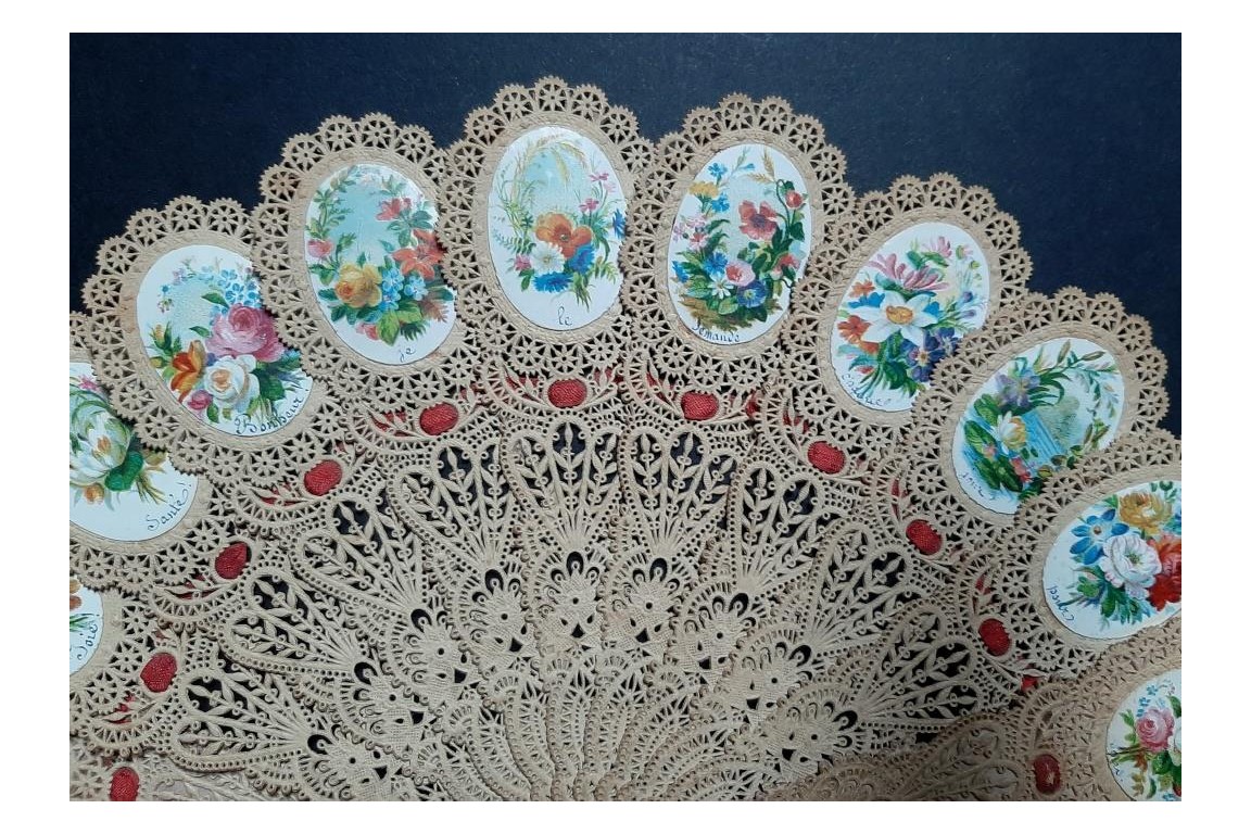 Flowered prayers, canivet fan circa 1900