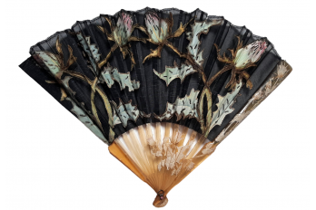Thistles, Duvelleroy fan, Art Nouveau period