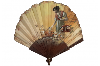 Flower picking, Colomina fan, Spain circa 1900-1920