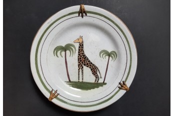 Zarafa, the giraffe. Plate, Nevers factory, circa 1827