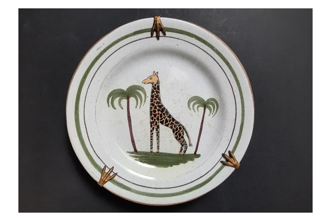 Zarafa, the giraffe. Plate, Nevers factory, circa 1827