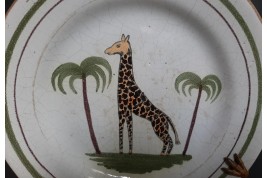 Zarafa, the giraffe. Plate, Nevers factory, circa 1827