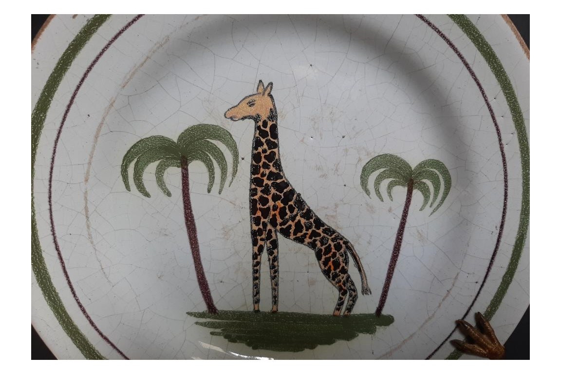 Zarafa, the giraffe. Plate, Nevers factory, circa 1827