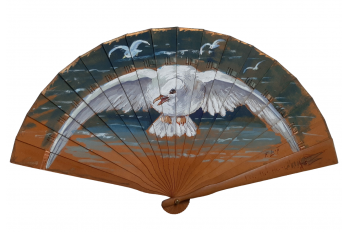 The seagull,  fan by Lucot for Buissot, circa 1900-1910