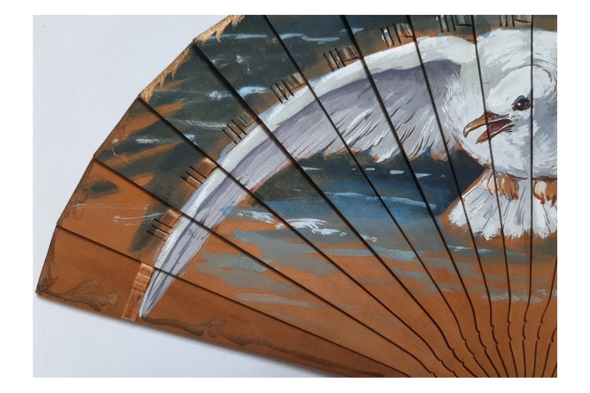 The seagull,  fan by Lucot for Buissot, circa 1900-1910