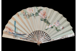 Les roses de Venise, éventail de Leroy, fin XIXème siècle