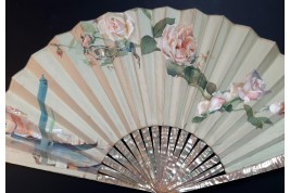 Les roses de Venise, éventail de Leroy, fin XIXème siècle