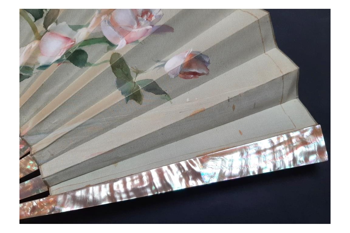 Les roses de Venise, éventail de Leroy, fin XIXème siècle
