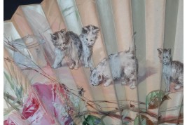 Les quatre chatons, éventail fin XIXème siècle