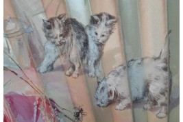 Les quatre chatons, éventail fin XIXème siècle
