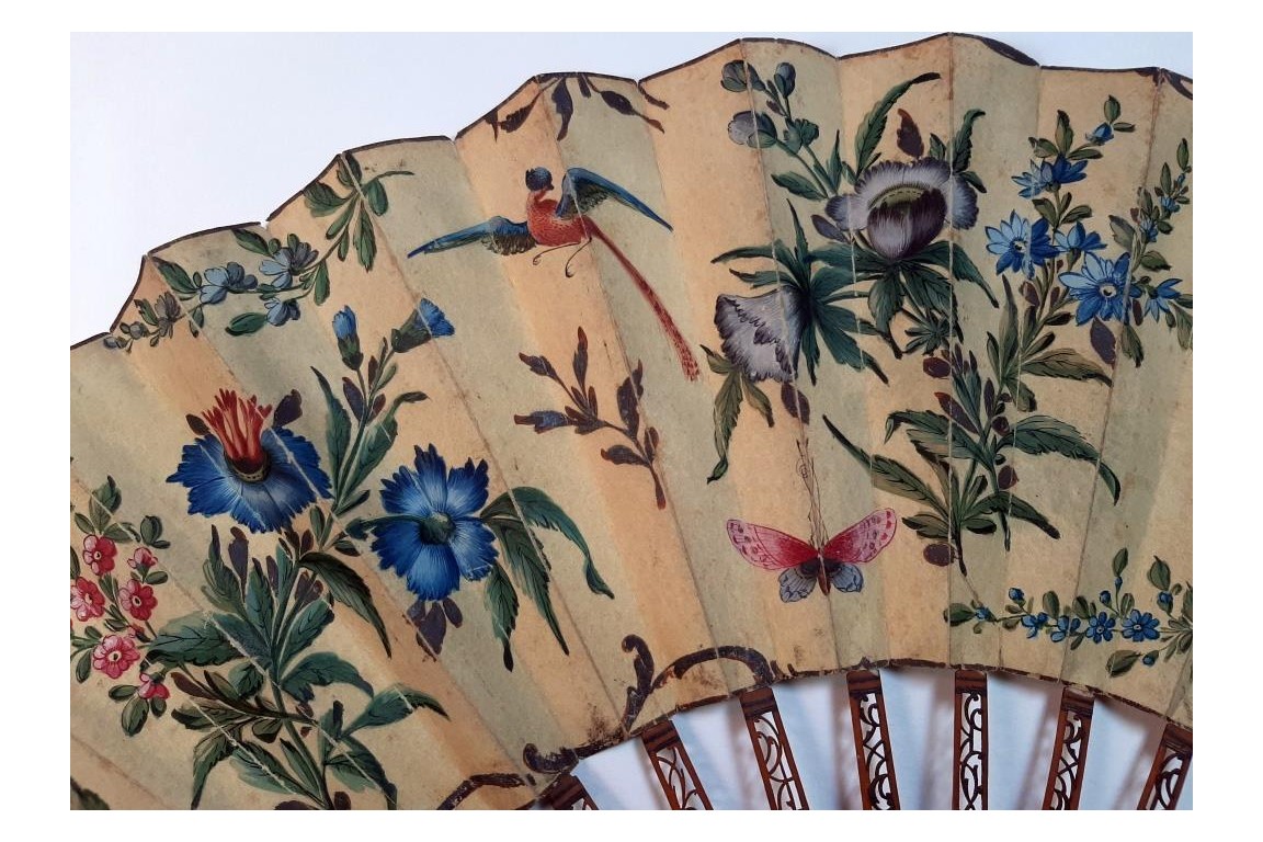 Chinoiseries and flowers,  fan circa 1760-70