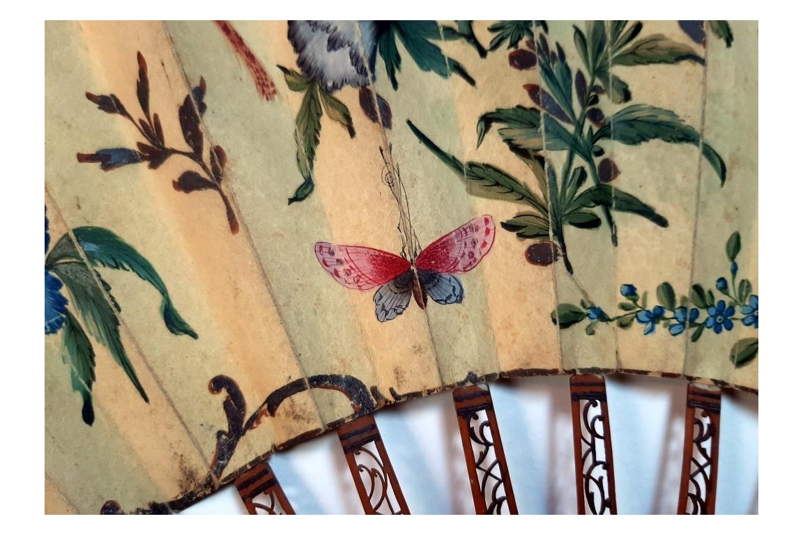 Chinoiseries and flowers,  fan circa 1760-70