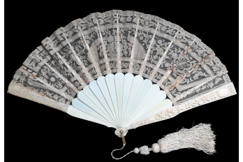 Peacocks and lily of the valley, late 19th century fan