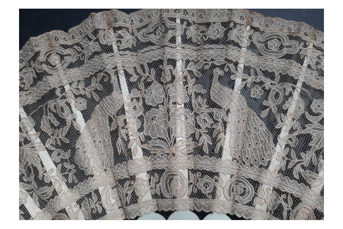 Peacocks and lily of the valley, late 19th century fan